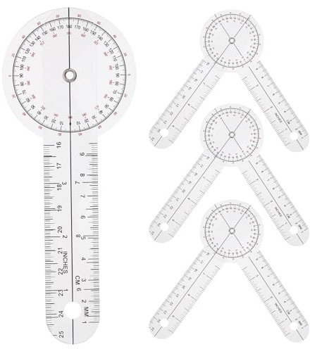 Vaguelly Goniometro Ortopedico in Pvc Trasparente Design Pieghevole, Righello Angolare Circolare per Misurazioni Precise, Strumento di Misura per Uso Medico e Fisioterapia