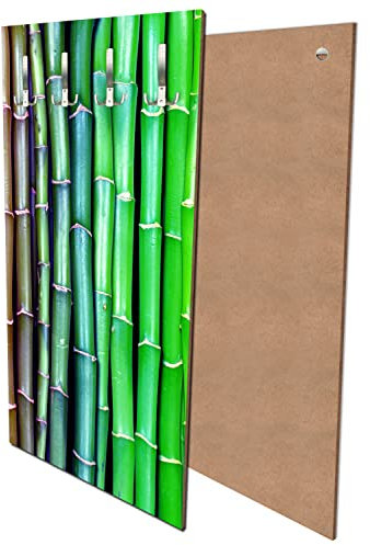 wandmotiv24 Garderobe bunter Bambus Asien Hochformat - 55x100 (BxH) - Dekorfolie Wandgarderobe, inklusive Garderoben-Haken, Kleiderhaken, Set M0229