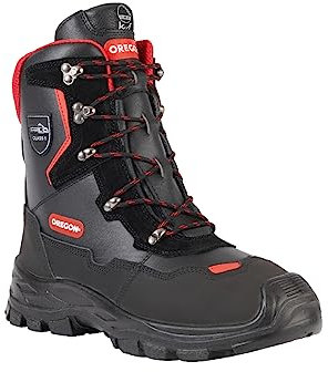 Oregon Class 1, Stivale protettivo in pelle per motosega , Uomo, Nero/Rosso, 41 EU