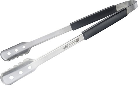 FMProfessional Pinza Multiusos Especial para Barbacoa, Pinzas BBQ de Gran Longitud para Evitar Quemaduras, Acero Inoxidable y Mango en Polipropileno, 46 cm de Largo, 1 Unidad