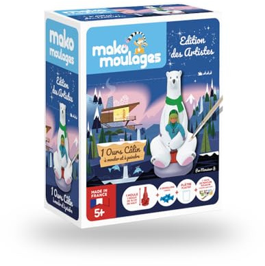 Mako moulages- L'édition des artistes par Monsieur Z - Un ours Câlin - kit de Loisirs créatif - Plâtre et Peinture - Fabriqué en France - A partir de 5 Ans - 39028