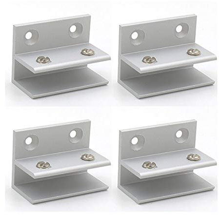 Set mit 4 NUZAMAS F-Form-Glasklemmen, Glas-Wandhalterung, Wandklemmen, Dusche, Regal, Paneele, Klemmung 10-12 mm