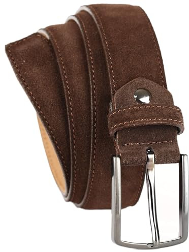 QUAMOD Wildleder Gürtel Damen Herren Hochwertiger Velours Ledergürtel Unisex 3,5-4 cm (35-40 mm) breit, Velourleder gürtel mit Geschenk-Box umweltfreundliche und faire Produktion