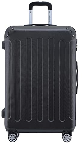BEIBYE- Hartschalenkoffer Koffer Trolley Rollkoffer Reisekoffer Zahlenschloß 4 Zwilings-Rollen (Black, Middle-66cm)