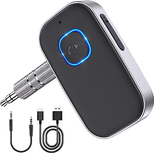 Babacom Bluetooth Receiver, Car Bluetooth Aux Adapter, Noise Cancelled 3.5mm Aux Blue tooth 5.3 Car Amplifiers Receiver for Stereo/Speakers/Wired Headphones, Hands-free Calls (16H Standby/Dual Link)
