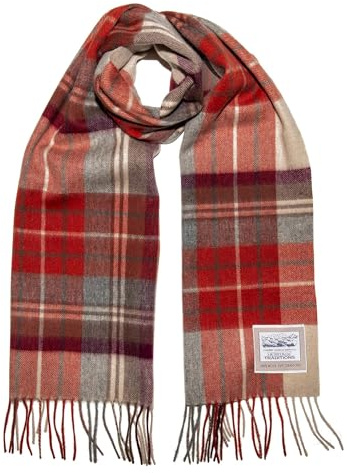 Heritage Traditions 100% Pure Wool Tartan Scarf, Check Scarf for Men & Women, Scottish Scarf Men Style, Women's Wool Scarf with Soft Brushed Finish & Fringe (Russet Check)