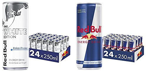 Set: Energy Drink Dosen Getränke 24er Palette, EINWEG (24 x 250 ml) & Red Bull Energy Drink White Edition - 24er Palette Dosen Getränke EINWEG (24 x 250 ml)