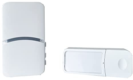 Heidemann Funkgong Set Piezo II (1 Empfänger, 1 Sender, weiß, Reichweite 100 m, 4 Lautstärken, 18 Melodien, Klingel, Türklingel, Haustürklingel Set, Funkklingel) 70709