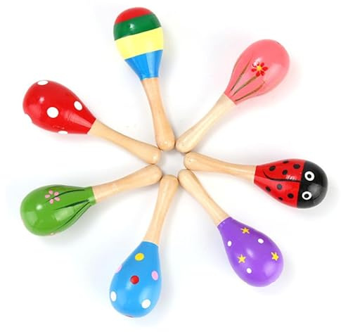 Toddmomy Wooden Hammer Toys for Toddlers 2Pcs Natural Wood Maracas Rattles 4.7 Inch Early Developmental Musical Shakers for Baby Infant Hand Coordination Play