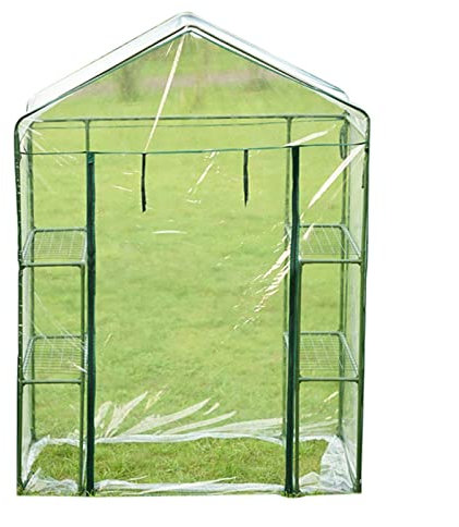 YUZES Gewächshaus für Tomaten,Balkon Platzsparend Anzucht Treibhaus,Foliengewächshaus mit Tür zum Aufrollen und 4 Metallablagegittern,Pflanzen Winterschutz (Color : Clear)