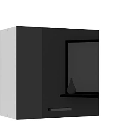 Belini Hängeschrank Küche, Küchenschränke SG. Breite 60 cm. Oberschrank mit 1 Tür, Küchenhängeschränke, Wandschrank Hängend, Schwarz Hochglanz