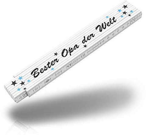 Zelaro Zollstock 2m mit 90° Rastung | Geschenk für Papa | Zollstock mit Druck Bester Papa der Welt | Geschenkidee für Opa | Mitgebsel oder Geburtstagsgeschenk für Väter & Opas (Bester Opa)