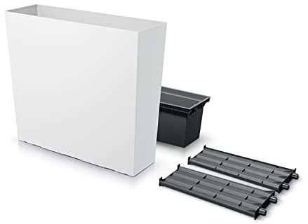 Prosperplast Macetero Jardinera con Maceta para Plantas Macetero con Tiesto para Plantas Urbi Case Torre DUC800T (Blanco)