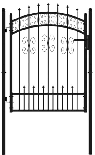 Portal de Jardín de Alta Seguridad con Llave - Negro, Acero Pintado, 103x175 cm