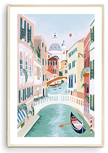 Nationcog Stampa artistica Venezia, Venezia Italia, pittura di Venezia, regalo di viaggio, poster di viaggio, fidanzamento, matrimonio, anniversario, regalo di inaugurazione della casa (senza cornice)