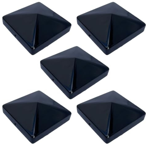 Pyramid Square Black Metal Fence Post Caps 4 100mm Post Top (5)