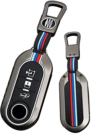 HIBEYO Klappschlüssel Autoschlüssel Hülle passt für FIAT Abdeckung Schutzhülle schlüsselhülle für FIAT Modellen Grande Punto Panda Bravo Stilo 500 für Lancia Delta Fernbedienung zubehör-C Schwarz