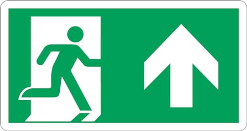 GLOBAL CARTELLO SEGNALETICO UNI - USCITA DI EMERGENZA AVANTI - Adesivo Extra Resistente, Pannello in Forex, Pannello In Alluminio (60x25 cm, Plastica)