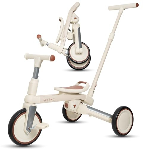 Evolutionär trehjuling 5-i-1 vikning | 1 års babycykel | 2 år baby trehjuling | Cykel utan pedaler | 1 års babycykel | Baby Ridning | Originalgåvor för 1 år