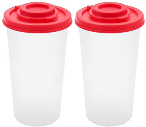 Uikdjgu 2 Large Salt and Pepper Shakers Moisture Proof,Salt Shaker with Red Covers Lids Plastic Airtight Spice Jar Dispenser