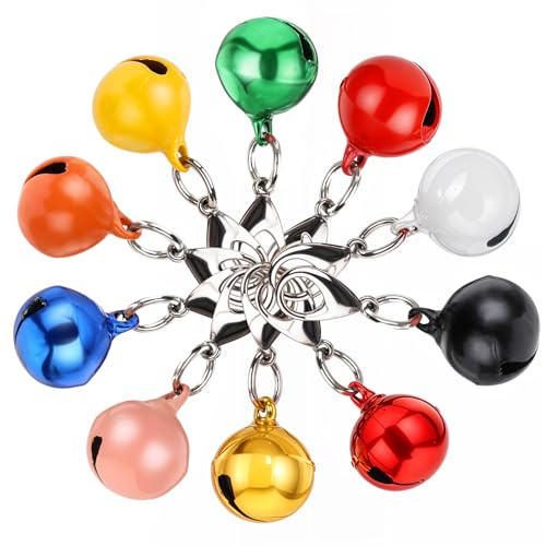 Lot de 10 cloches de chat avec anneau porte-clés Jingle Bell pour collier de chat Clochettes en métal colorées pour chien Clochette pour collier de chat Accessoires Festival Fête Bricolage Décoration