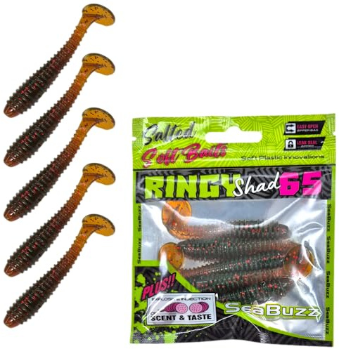 SEABUZZ Gummifische Angelköder Set 5 STK x 65mm - Gummiköder für Hecht | Wels & Zander - Forelle & Barsch Kunstköder - Raubfisch Angelnset - Süß- & Salzwasser Angelausrüstung