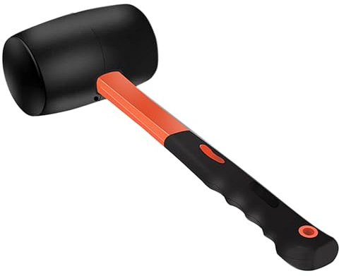 12 oz Rubber Mallet Hammer with Shock-absorbing Fibre Handle Soft Blow Tasks without Damage Double-Faced Soft Mallet for Camping, Flooring, Tent Stakes, Woodworking (12 oz)