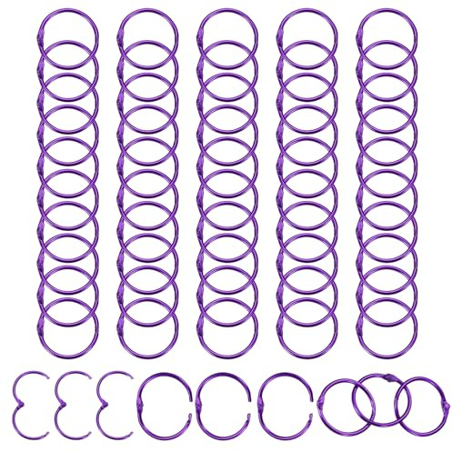 PATIKIL 1 Loose Leaf Binder Rings, 50Pcs Binder Ring Book Rings Metal Key Rings for Paper Index Card Flash Card Book DIY Scrapbook Notebook Photo Album Office, Purple