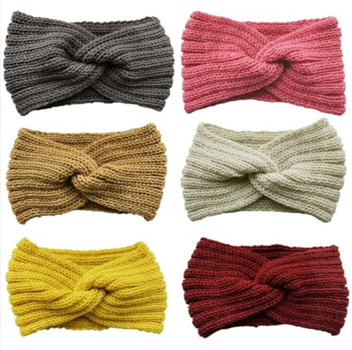 4 Pièces Bandeau Hiver Femme Cache Oreille Chaud Noué Élastique Cheveux