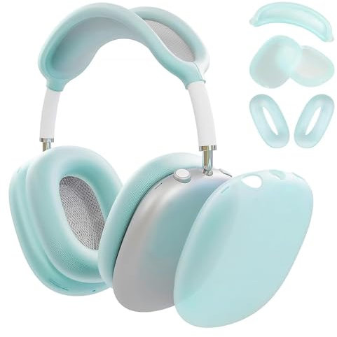 Foweroty Funda de silicona para AirPod Max (2024/2020, funda para almohadilla/cubierta para orejas/cubierta para diadema, antiarañazos, accesorios ultra protectora para Apple AirPods Max (USB-C) (azul