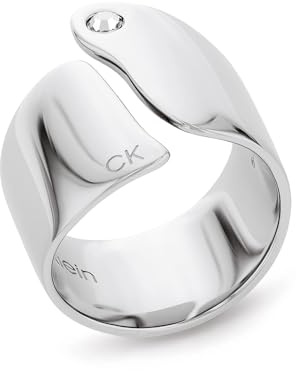 Calvin Klein Bague pour Femme Collection CK CHERISHED en Acier Inoxydable avec un Cristal - Disponible en Version Or ou Argent