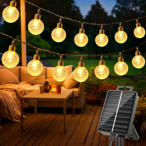 litogo Luci Solari da Giardino, 15M 50 LED 8 Modalità Catena Luminosa Esterno Solare, Impermeabile Lucine da Esterno Solari per Terrazzo, Gazebo (Bianco Caldo)