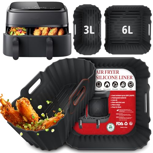 PETHREE Silikonform Varmluftsfritös Tillbehör för Philips Airfryer 3000 9L NA350/00, 2 Stycken Återanvändbar Luftfriteringstillbehör Philips Steam Airfryer 5000 Series NA550/00