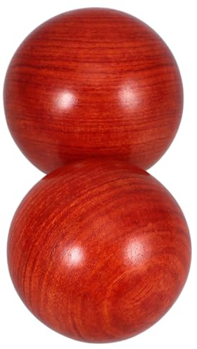PERSELOSO 2 Stück Holz Baoding Bälle für Hand Massageball für Handtraining Ergonomischer Griff zur Entspannung Reisen und Unterwegs