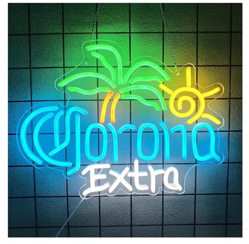 SHOUXI LED néon signe Enseigne Néon Corona Extra Beer Pour Décoration Murale De Club Bistro, Lumière Palmier, Alimentée Par USB, Variable 32cm×41.9cm