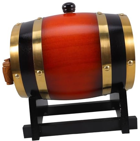 OHPHCALL Barril de Madera Pequeño con Grifo y Soporte para Vino y Cerveza
