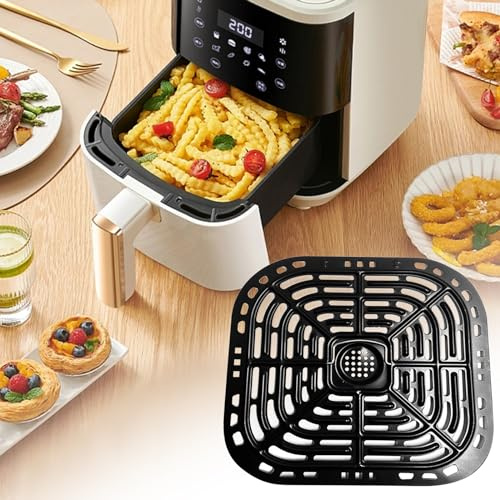 Replacement Crisper Plate or Grill Pan Tray,Non-Stick Tray Rack Parts,Grill Crisper Plate with Rubber Bumpers Fit for Instant Vortex Plus Gourmia 6 Quart (only 1 × Air Fryer Grill Pan)