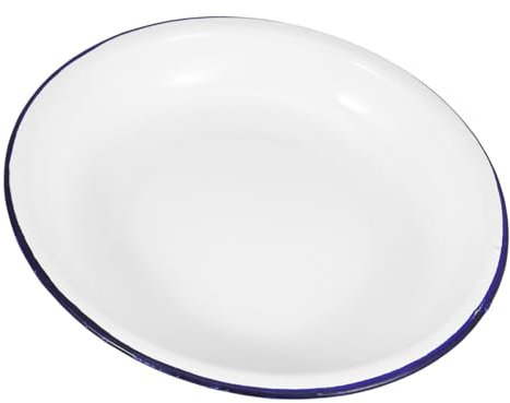 iplusmile Vintage Enamel Plate Deep Dinnerware Mixing Bowl for Salads Vegetables Soup Appetizer Dish Camping Outdoor Use