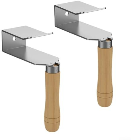 Woodworking Ceiling Auxiliary Clamp, Stainless Steel Gypsum Board Holder with Wooden Handle, for Drywall Installation Single Person Operation Quick Fixation(2PCS)