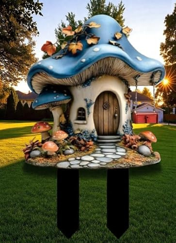Generisch Gartenfiguren für DraußEn Gartendeko für Skulpturen DraußEn Statue Gartendeko Ornament Miniatur Figuren Blumentopf Pfähle Aus Acryl,Gartenfiguren Dekoration für Drinnen und Draußen (Blau)