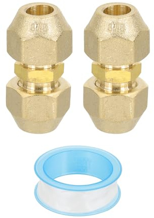 PATIKIL Pipe Extension Joint Connector, 2pcs Free Welding AC Copper Pipe Coupling Adapter with PTFE Tape for Copper Pipe Diameter 3/8(9.52mm) Refrigeration HVAC