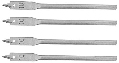 ViaGasaFamido Flat Wood Drill Bits Set High Carbon Steel Spade Boring Drill Bit 10mm 4Pcs 3 Point Flat Head Design For Woodworking Hole Drilling By Carpenters Users