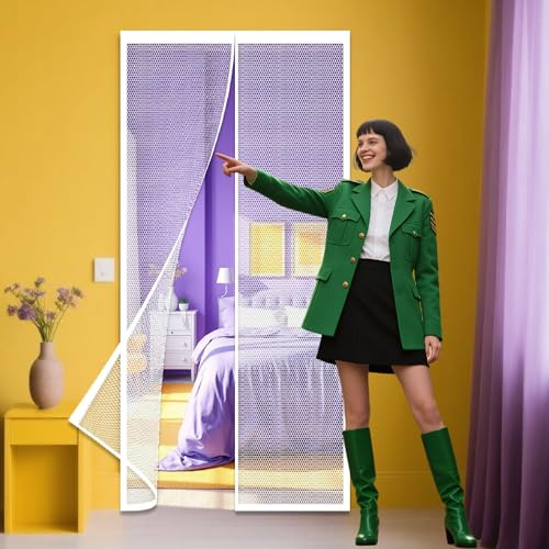 Zanzariere Magnetiche per Porte Finestre 123 x 250 cm Tenda Zanzariera Porta Finestra Anti Zanzare Insetti per Porte Finestra, Bianco
