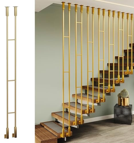 Barandillas para escaleras de acero al carbono con montaje lateral para escaleras interiores y exteriores, porches, terrazas y escaleras con montaje en techo. (6PS(90~140cm))