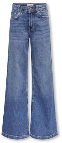ONLY Jean évasé pour Fille KOGCALIFORNIA - Taille Moyenne, Denim Bleu foncé, 12 Ans