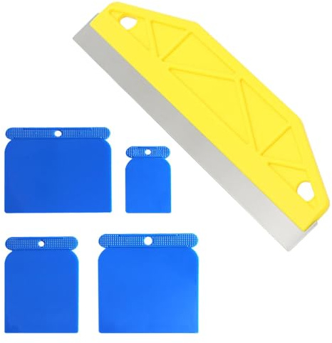Paint Trim Guard, 12 Stainless Steel Paint Shield, Edge Painting Tool Scrapers, Straight Skirting Boards Painting Shield w/ 4 Scrapers, Cutting in Tools for Painting Guard, Repairing Wallpaper
