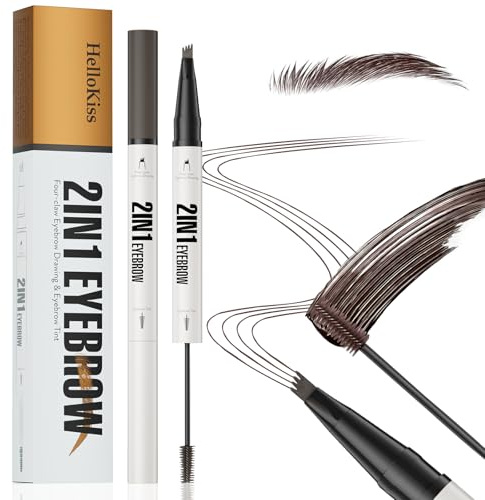 2 En 1 Lápiz de Cejas Waterproof - a Prueba de Manchas y Duradero + Cepillo Tinte Para Cejas, Mágico Para Cejas Maquillaje Naturales (Marrón Oscuro #03)