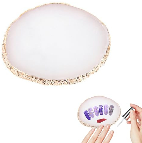 Maniküre Gemalt, Kunstharz Palette Nail Art Palette mit Goldrand, Weiße Imitation Skristall Unregelmäßige Form Maniküre Gemalt Farbmischpalette, Wiederverwendbar Waschbar Kosmetik Mischwerkzeuge