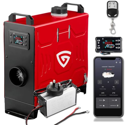 GEARFLOW 8KW Diesel Air Heater 12V/24V All-in-One with Bluetooth App & Remote Control, LCD Display, Fast Heating Vertical Portable Auxiliary Heater Unit for Cars, Trucks, RVs