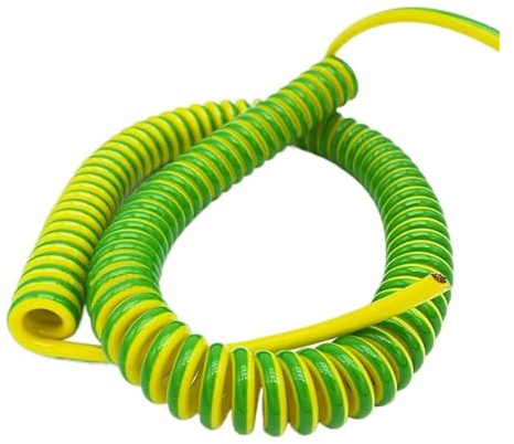 Generico Cavo a molla in PU Filo di terra giallo-verde 1 nucleo 15 13 20 18 1711 9 7 AWG allungabile 1 2 3 4 5 6 7 metri filo telescopico a spirale(Stretch 7 meter,Spring wire 15 AWG)